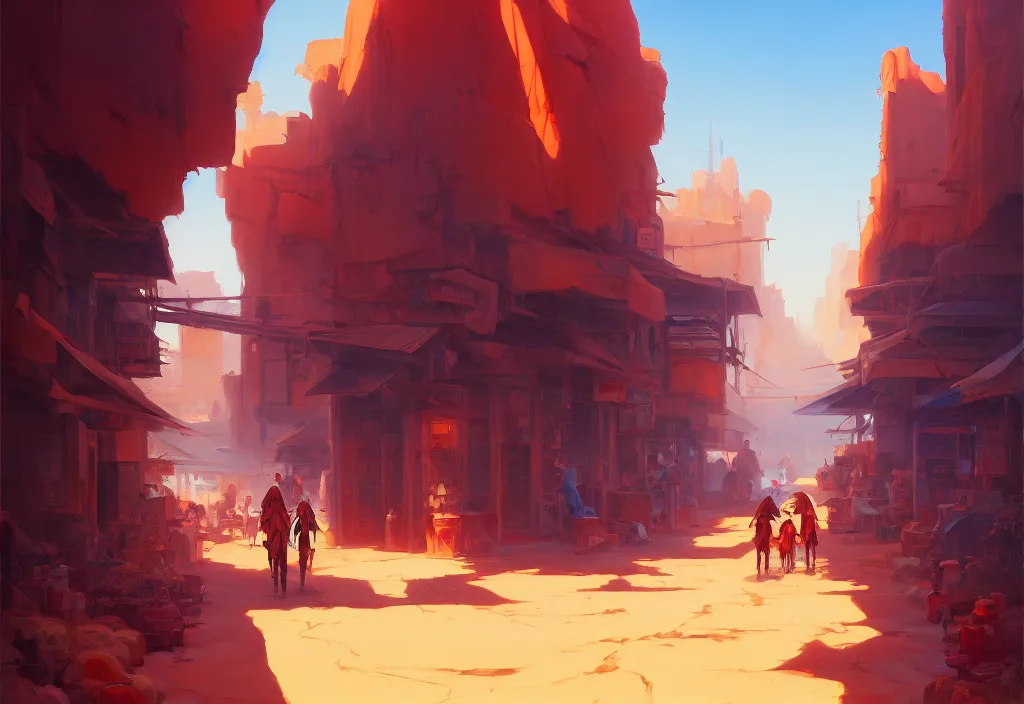 Prompt: small western street in the desert, intricate oil painting, high detail illustration, sharp high detail, manga and anime 1 9 9 9, official fanart behance hd artstation by jesper ejsing and makoto shinkai, 4 k,