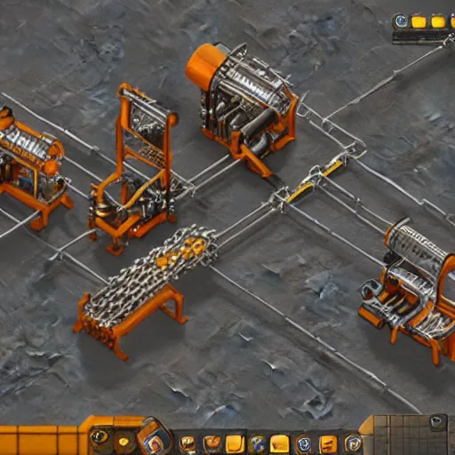 Prompt: factorio assembler pipes inserters, unreal engine