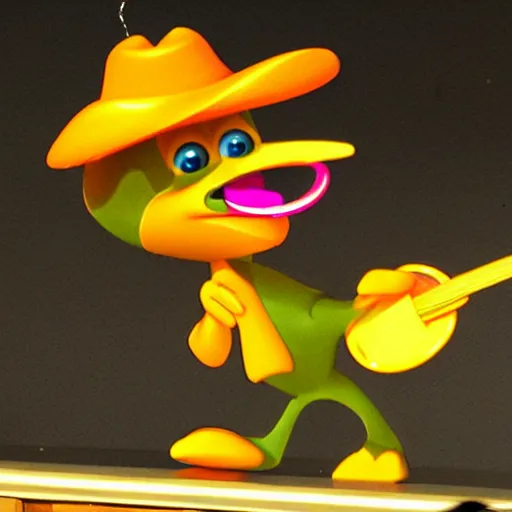 Image similar to perry the platypus doing karaoke, cute, happy