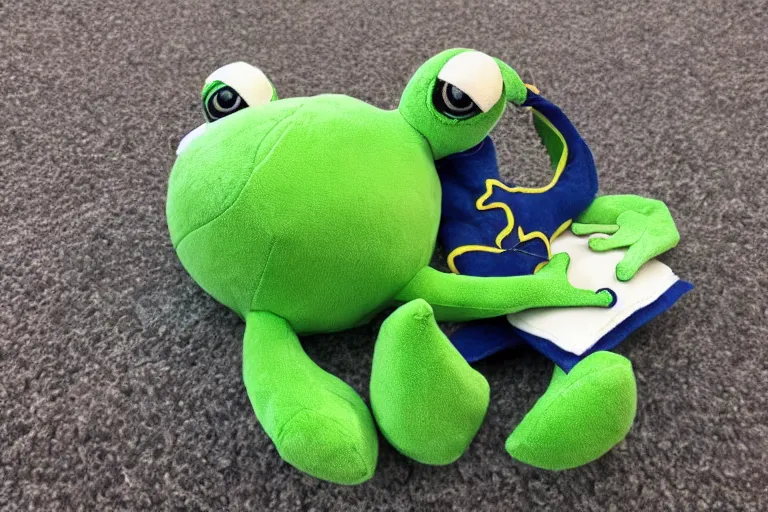 Image similar to frog plushie wearing a sailor suit