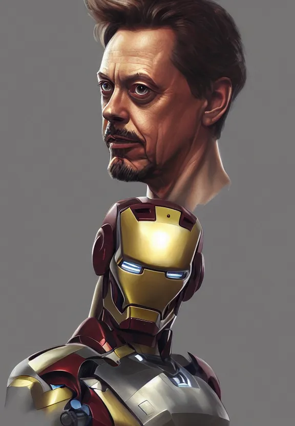 Image similar to steve buscemi as iron man portrait, highly detailed, by krenz cushart, octane render, artstation trending