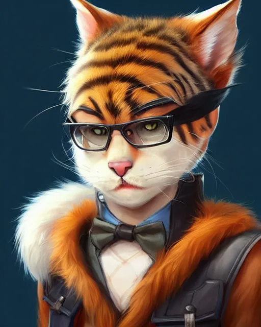 Image similar to character concept art of a young male anthropomorphic furry cat | | cute - fine - face, pretty face, key visual, realistic shaded perfect face, fine details by stanley artgerm lau, wlop, rossdraws, james jean, andrei riabovitchev, marc simonetti, and sakimichan, trending on artstation