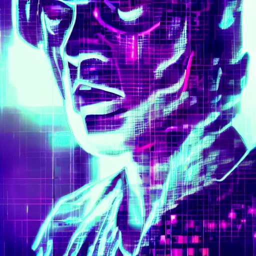 Prompt: glitch art of a cyberpunk cybernetic youtuber trending on artstation deviantart pinterest photorealistic hd 8 k highlights and shadow detailed high resolution