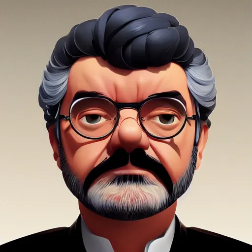 Image similar to face icon stylized minimalist george lucas, loftis, cory behance hd by jesper ejsing, by rhads, makoto shinkai and lois van baarle, ilya kuvshinov, rossdraws global illumination