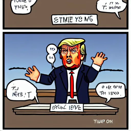 Image similar to trump as a soyjack, digital art, comic, cartoon, funny, meme