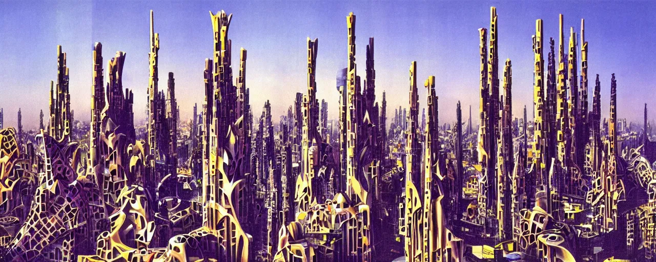 Image similar to futuristic city, designed by gaudi