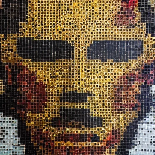 Image similar to a portrait of iron man, made of a lot of nespresso capsules, mosaic