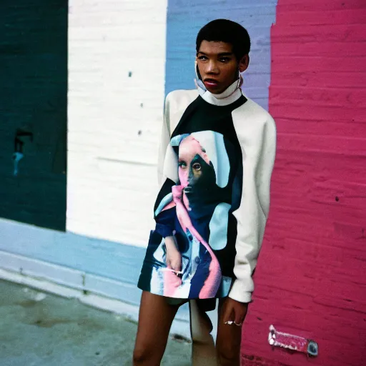 Image similar to realistic photoshooting for a new raf simons lookbook, color film photography, photo of a woman, photo in style of tyler mitchell, 3 5 mm