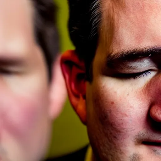 Image similar to close up photograph of Ted Cruz, large pores, acne, award winning photography, pinterest