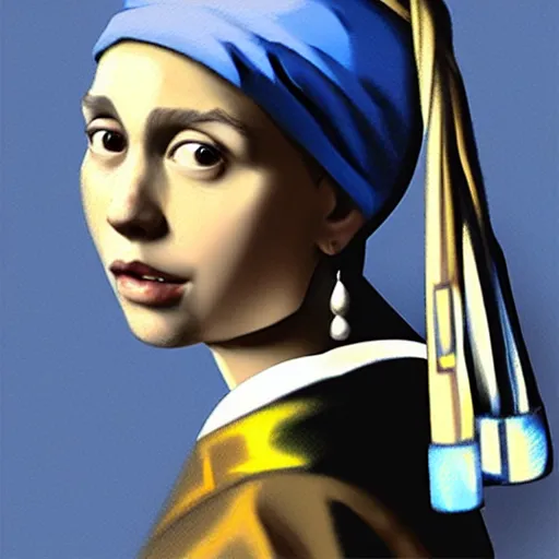 Prompt: greg manchess portrait painting of the boy with the pearl earring with the face of emilia clarke, medium shot, asymmetrical, profile picture, organic painting, sunny day, matte painting, bold shapes, hard edges, street art, trending on artstation, by huang guangjian and gil elvgren and gerald brom