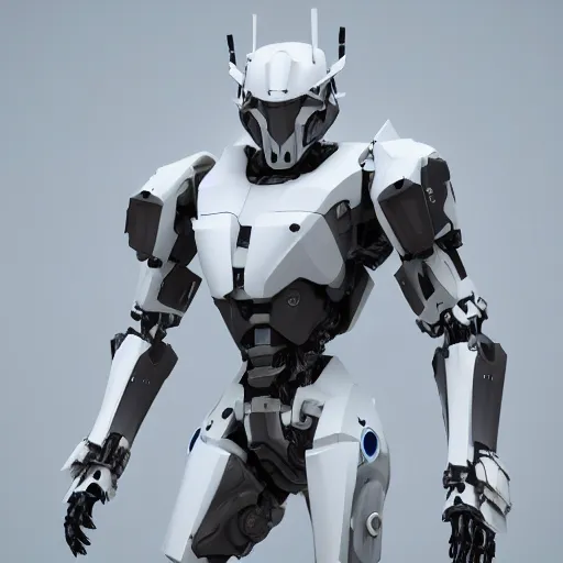 Image similar to mecha suit , white android , cyber punk armor , white armor , white transformer like humanoid, 8k , 8octane render