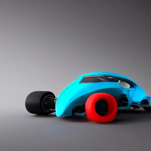 Image similar to ultra minimalist and smooth mechanical vehicle, perspective view, vivid colors, 3d quality, octane render