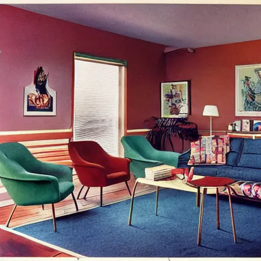 Prompt: a typical american living room from the early 1 9 6 0 s