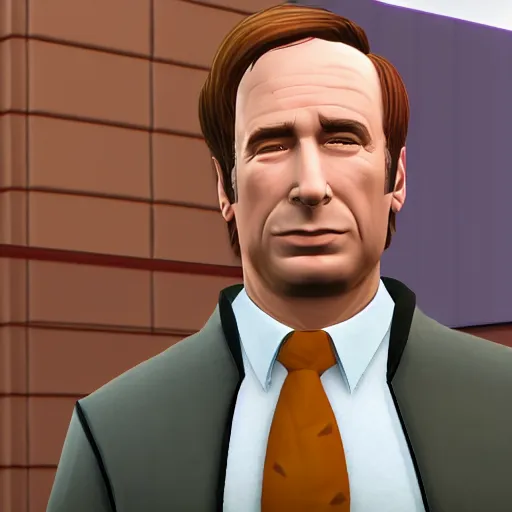 Image similar to saul better call saul, saul goodman, in the sims, realistic, photorealistic, high - resolution, sigma art 8 5 mm f 1. 4, very very saul goodman, very very very saul goodman, better call saul, inside the sims