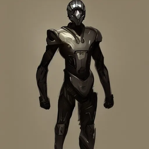 Image similar to concept art, stylized proportions, very long legs, concept design, sketch, human character, science fiction suit, helmet, trending on artstation