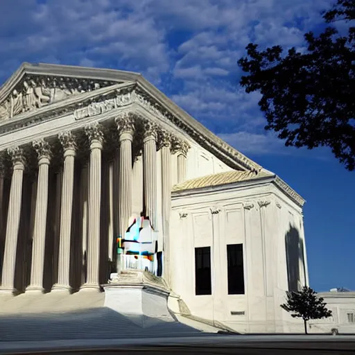 Prompt: the United States Supreme Court designed by Zaha Hadid.