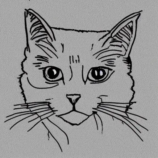 Prompt: outline cat doodle simple cute