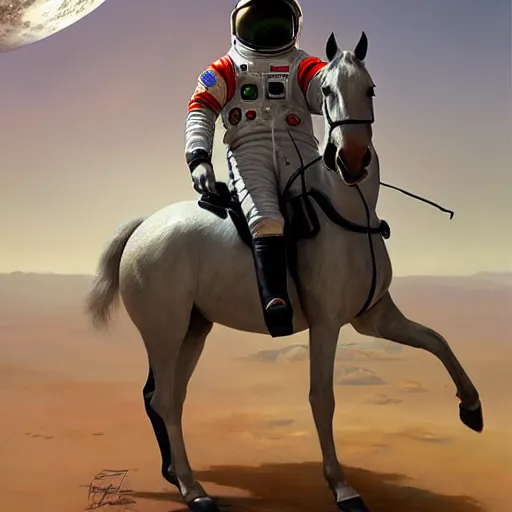 Image similar to a horse riding an astronaut, hyperrealism, no blur, 4 k resolution, ultra detailed, style of ron cobb, adolf hiremy - hirschl, syd mead, ismail inceoglu, rene margitte