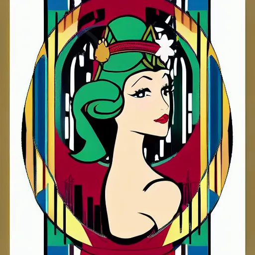 Prompt: elf princess in art deco style