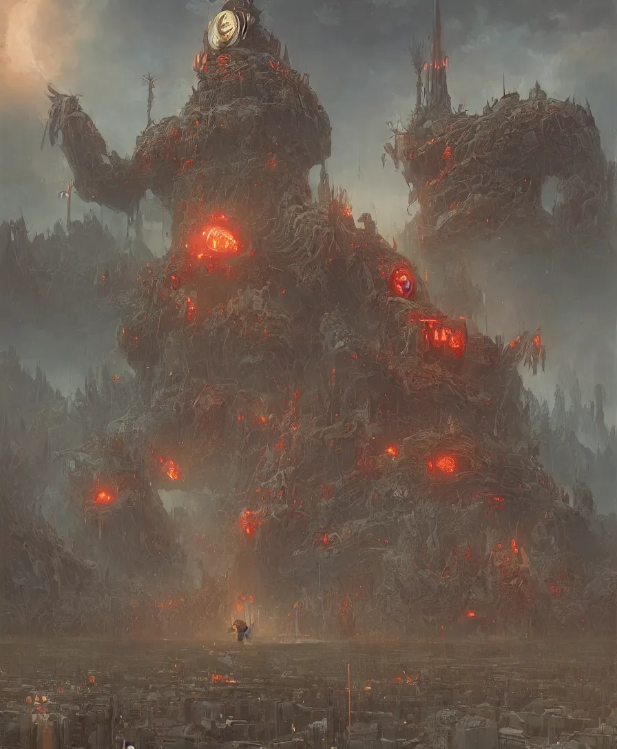 Prompt: big devil judge in tribunal in judgement day, illustrated by Simon Stålenhag and Gaston Bussiere, intricate, ultra detailed, photorealistic, trending on artstation