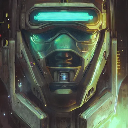 Prompt: robot as a realistic scifi cyberpunk knight, closeup portrait art by donato giancola and greg rutkowski, vintage retro scifi, realistic face, digital art, trending on artstation, glowing energy shielf, symmetry!!!