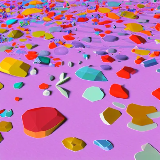 Prompt: low poly microbes, f-stop 1.4, colorful,