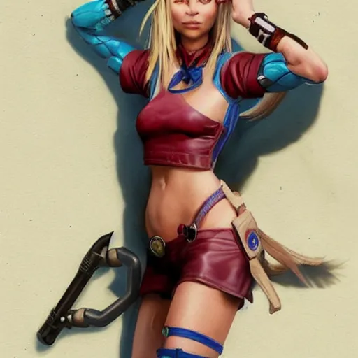 Image similar to phoebe buffay as cammy street fighter, long blonde hair, ultra realistic, concept art, intricate details, highly detailed, photorealistic, octane render, 8 k, unreal engine, art by frank frazetta, simon bisley, brom