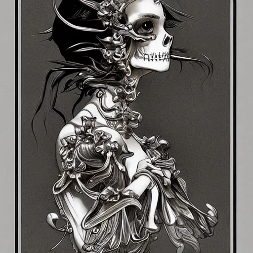 Image similar to anime manga skull portrait young woman skeleton, angel intricate, elegant, highly detailed, digital art, ffffound, art by JC Leyendecker and Norman Rockwell