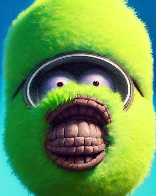 Image similar to highly detailed vfx portrait of a character of a tennis ball monster stephen bliss, chalk, unrealengine, greg rutkowski, loish, rhads, beeple, chalk, makoto shinkai and lois van baarle, ilya kuvshinov, rossdraws, tom bagshaw, basil gogos