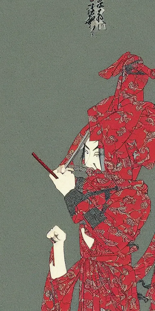 Image similar to screenshot of the red samurai from Takato Yamamoto's book the tale of the red samurai