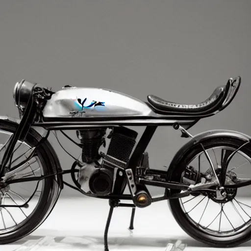 Prompt: a tesla motorcycle, technology museum