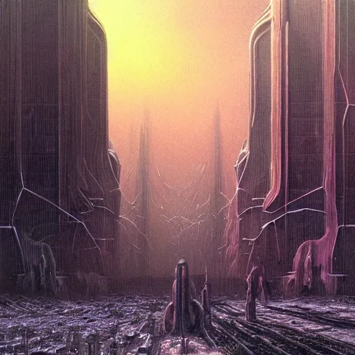 Image similar to mystic winter landscape, cyberpunk wayne barlowe