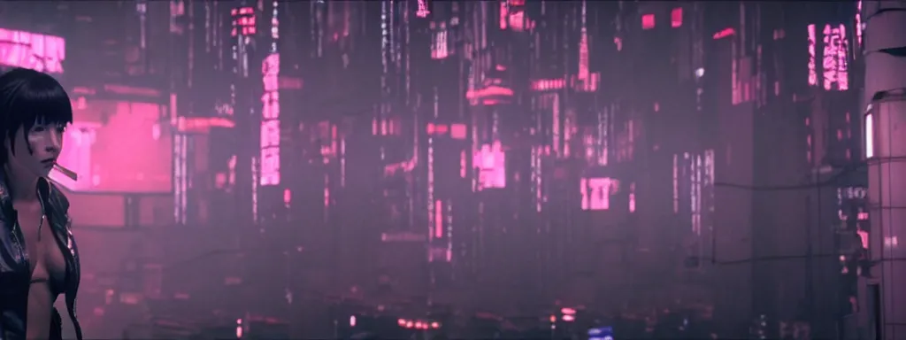 Image similar to Ultra realistic photo, 35mm lens, dark neon cyberpunk underground rave in the film ghost in the shell, displacement mapped, cinematic lighting, hyper realistic, extreme details, unrelease engine 5, cinematic, masterpiece