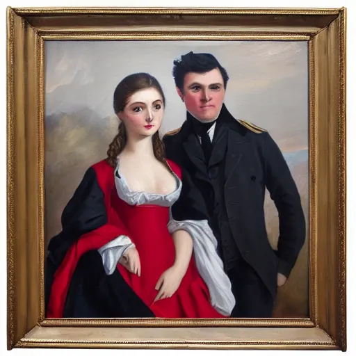 Image similar to painting of lauren southern and nick fuentes, gilbert stuart style