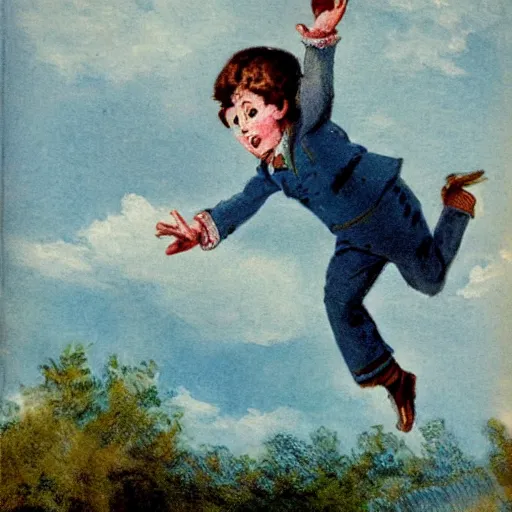 Image similar to a parson russell jumping in the air, children's illustration