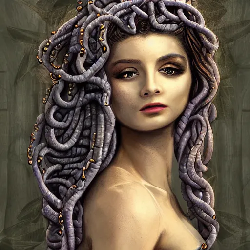 Image similar to medusa, beautiful girl by Sam Yang