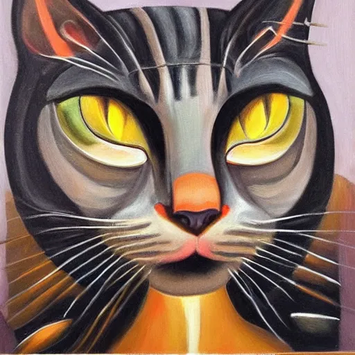 Prompt: the dark god of cats, symmetrical, coherent, oil painting, epic