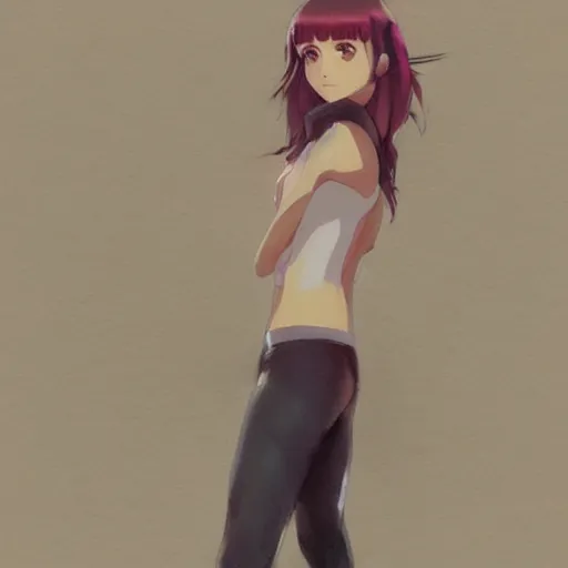 Image similar to a beautiful boyish natalie portman gravure model, cute girl with short pink hair, white loose plastic inflatable coat, mechanical arm, black tight pants, trending on pixiv fanbox, painted by greg rutkowski makoto shinkai takashi takeuchi studio ghibli, akihiko yoshida h 7 6 8