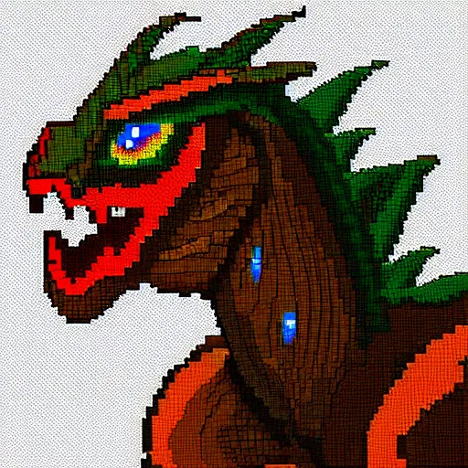 Image similar to pixel art of a dragon, digital art