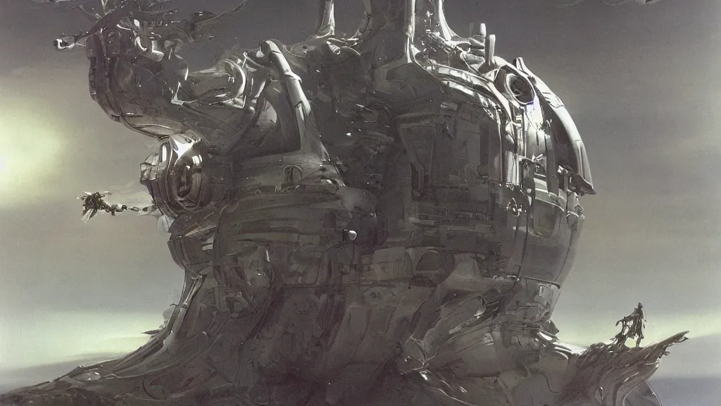 Image similar to futuristic organic spacesuit design by john schoenherr and jim burns, epic cinematic matte painting