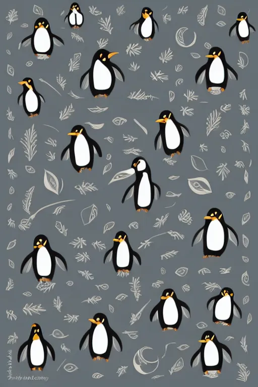 Image similar to minimalist boho style art of penguin, illustration, vector art