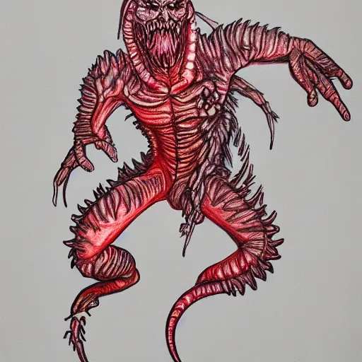 Prompt: crayon drawing of demogorgon anatomy