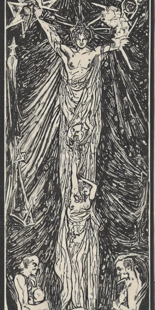 Prompt: the star tarot card by austin osman spare