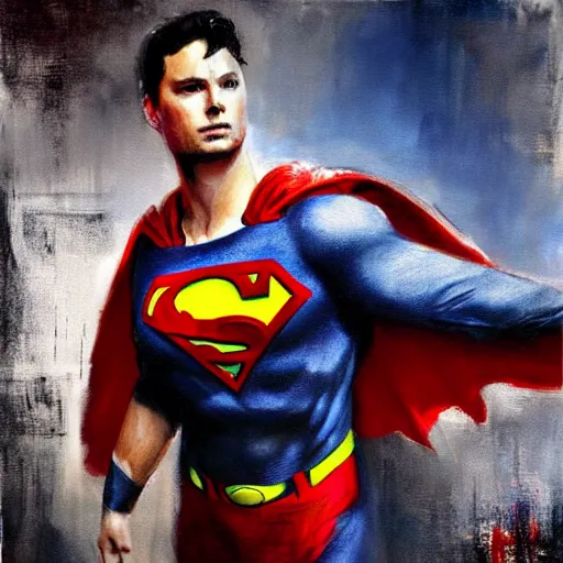 Prompt: tom welling as superman jeremy mann painting