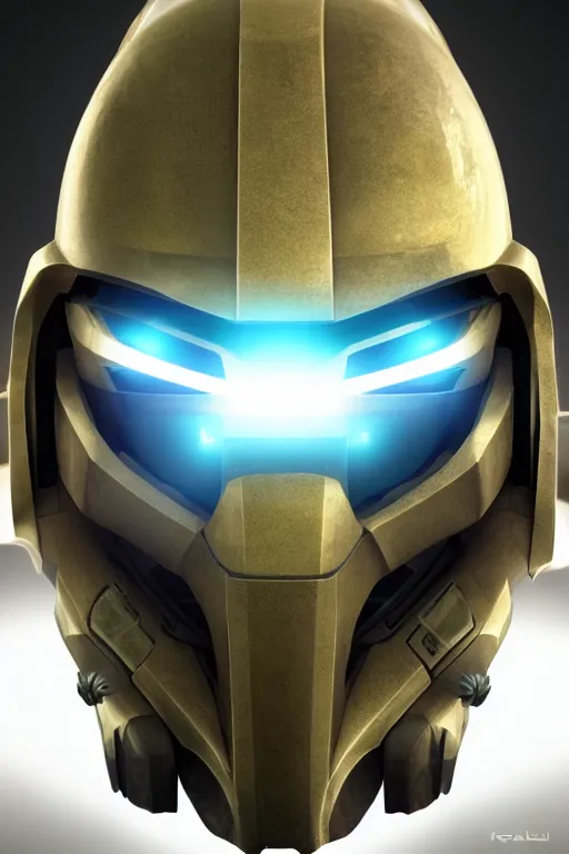 Image similar to robot ninja mask helmet halo master chief radiating a glowing aura global illumination ray tracing hdr fanart arstation by ian pesty and katarzyna da „ bek - chmiel