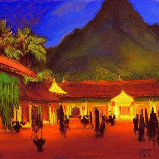 Prompt: Luang Prabang in the style of Henry Ossawa Tanner