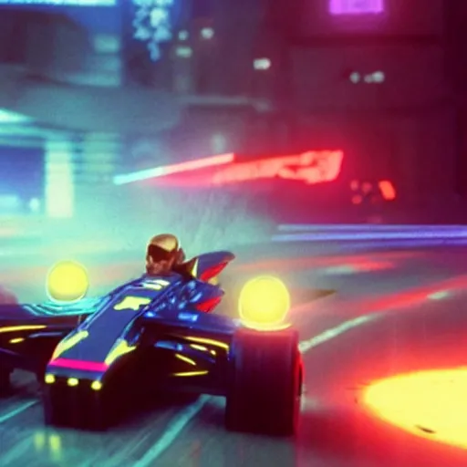 Prompt: Still of F-Zero race in the movie Blade Runner, full body, cinematic lighting, 4k