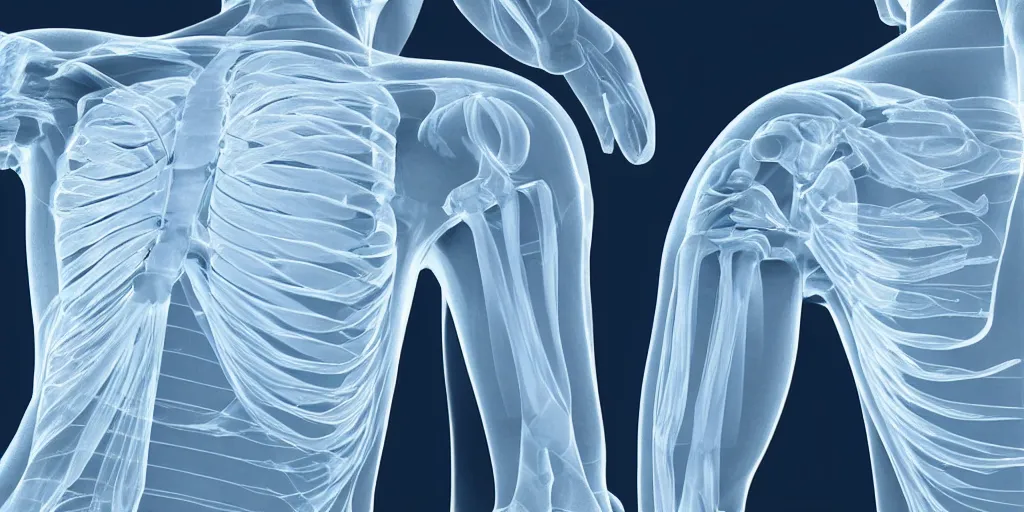 Image similar to x - ray 3 d illustration of pain in shoulder joint - 3 d illustration