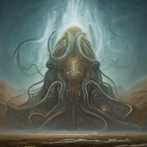 Image similar to a continent in the shape of a lovecraftian old god painting. oil on canvas. award winning. dramatic. trending on artstation 8 k