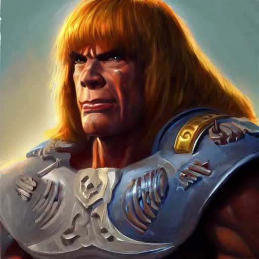 Image similar to portrait painting of he - man, ( art by kenne gregoire ), 4 k,, highly detailed, epic lighting